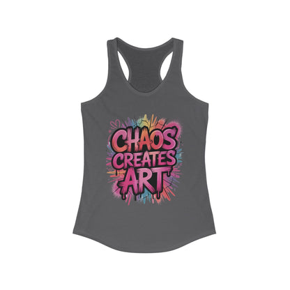 Women's Ideal Racerback Tank, Chaos Creates Art Colorful Graffiti Women's Tank Top