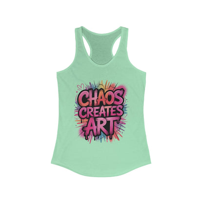 Women's Ideal Racerback Tank, Chaos Creates Art Colorful Graffiti Women's Tank Top