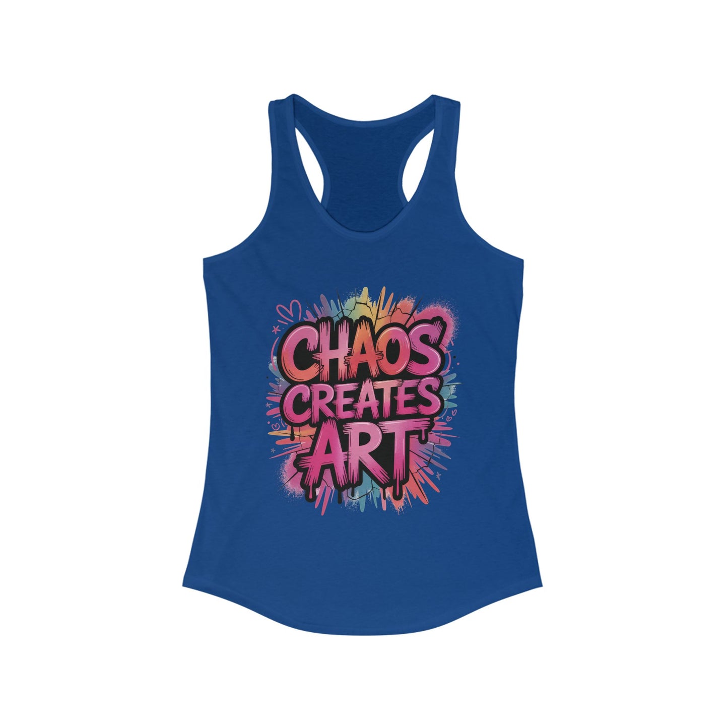 Women's Ideal Racerback Tank, Chaos Creates Art Colorful Graffiti Women's Tank Top