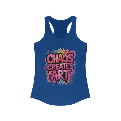 Women's Ideal Racerback Tank, Chaos Creates Art Colorful Graffiti Women's Tank Top