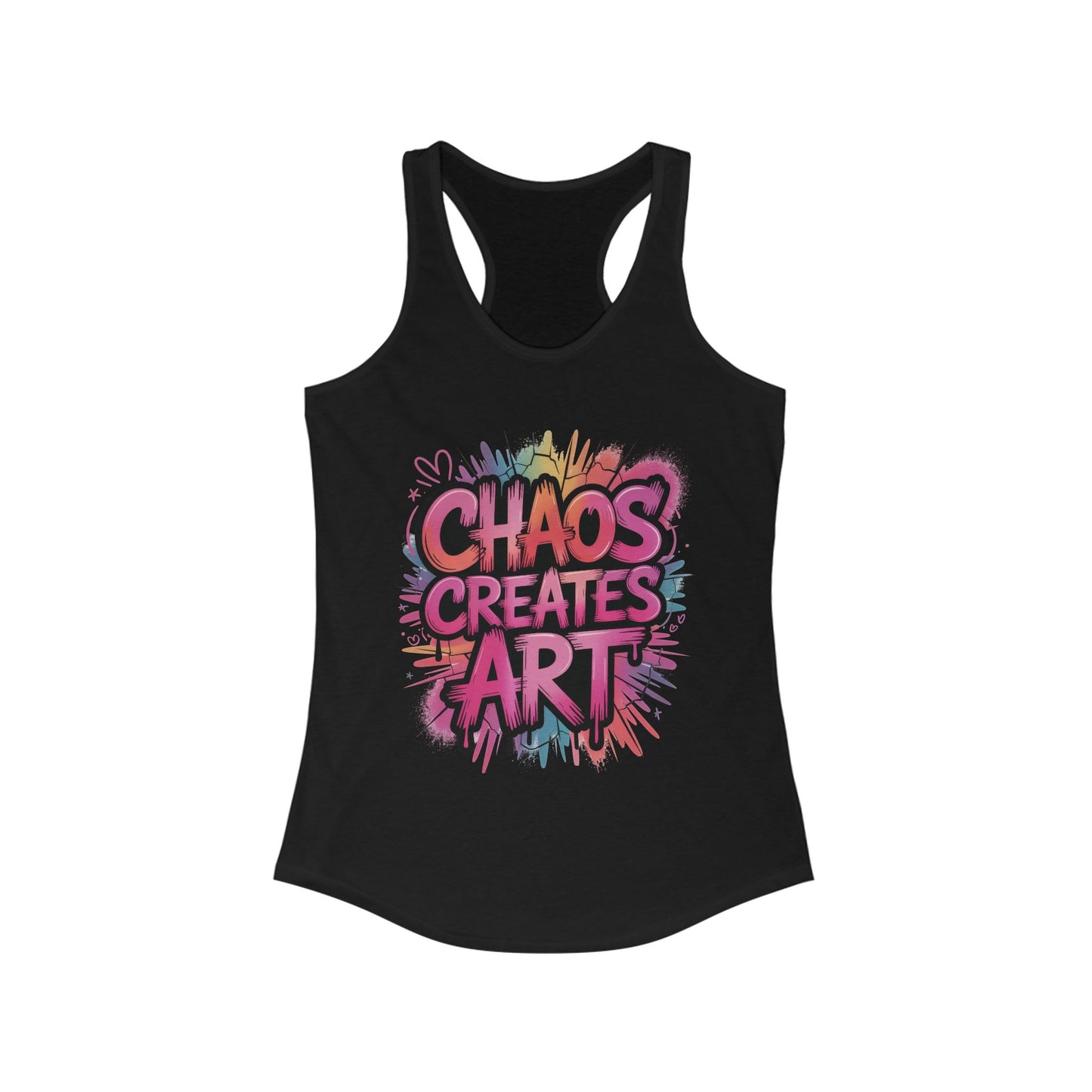 Women's Ideal Racerback Tank, Chaos Creates Art Colorful Graffiti Women's Tank Top