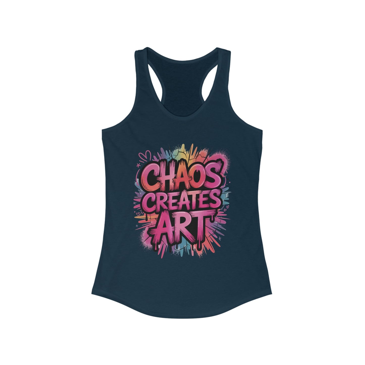 Women's Ideal Racerback Tank, Chaos Creates Art Colorful Graffiti Women's Tank Top