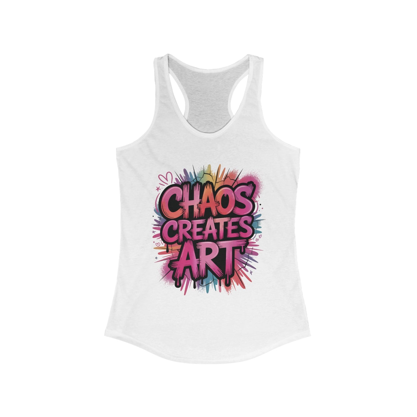 Women's Ideal Racerback Tank, Chaos Creates Art Colorful Graffiti Women's Tank Top