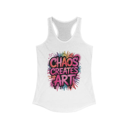 Women's Ideal Racerback Tank, Chaos Creates Art Colorful Graffiti Women's Tank Top