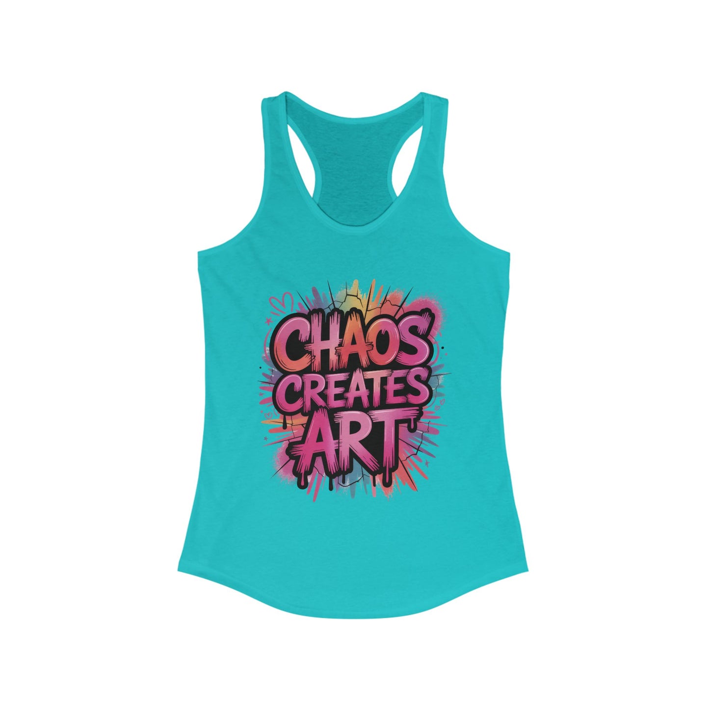 Women's Ideal Racerback Tank, Chaos Creates Art Colorful Graffiti Women's Tank Top