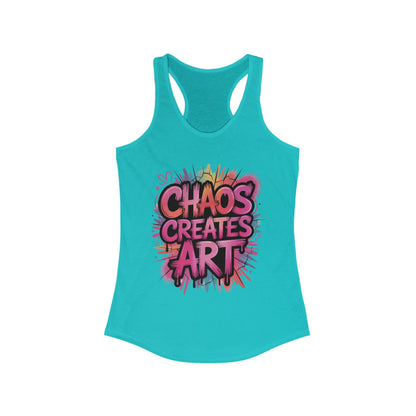 Women's Ideal Racerback Tank, Chaos Creates Art Colorful Graffiti Women's Tank Top