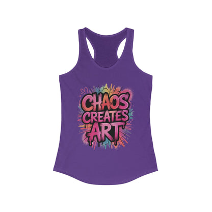 Women's Ideal Racerback Tank, Chaos Creates Art Colorful Graffiti Women's Tank Top