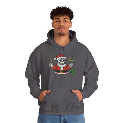 Skeleton Santa Funny Christmas Hoodie for Men, Ugly Margarita Holiday Sweatshirt