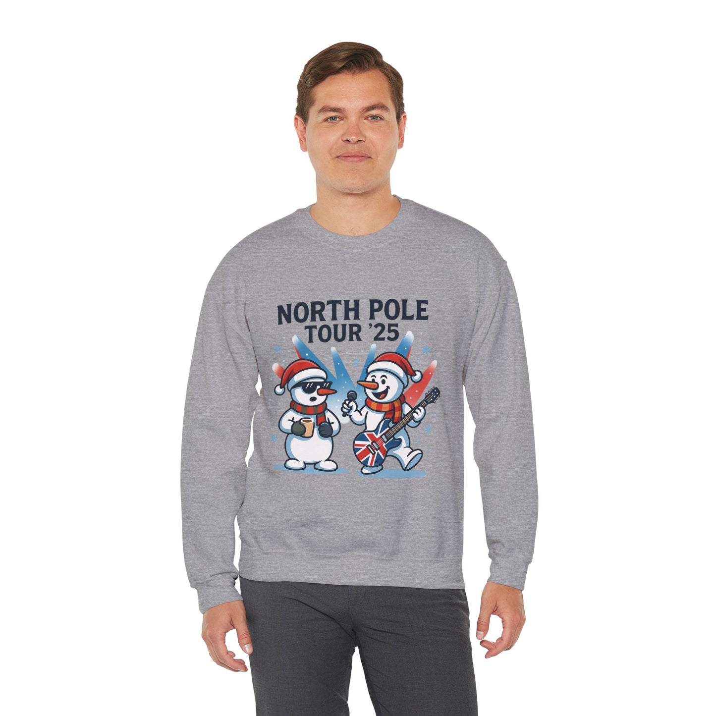 North Pole Tour 25 Men's Christmas Sweatshirt, Funny Rock Band Holiday Jumper
