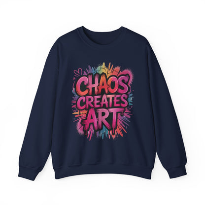 Women's Heavy Blend™ Crewneck Sweatshirt, Chaos Creates Art Graffiti Sweatshirt, Streetwear Sweatshirt