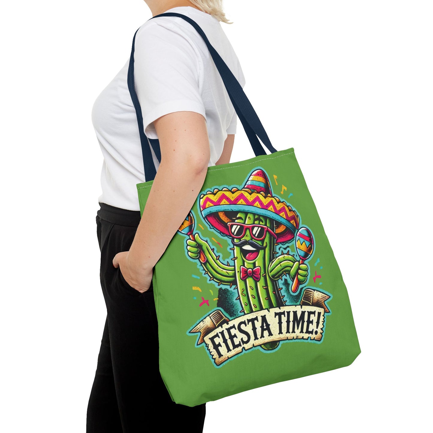 Fiesta Time Cactus Tote Bag, Funny Mexican Party Gift, Sombrero Maracas Print, Cinco de Mayo Bag, Summer Festival Tote, Beach Bag, Shopping
