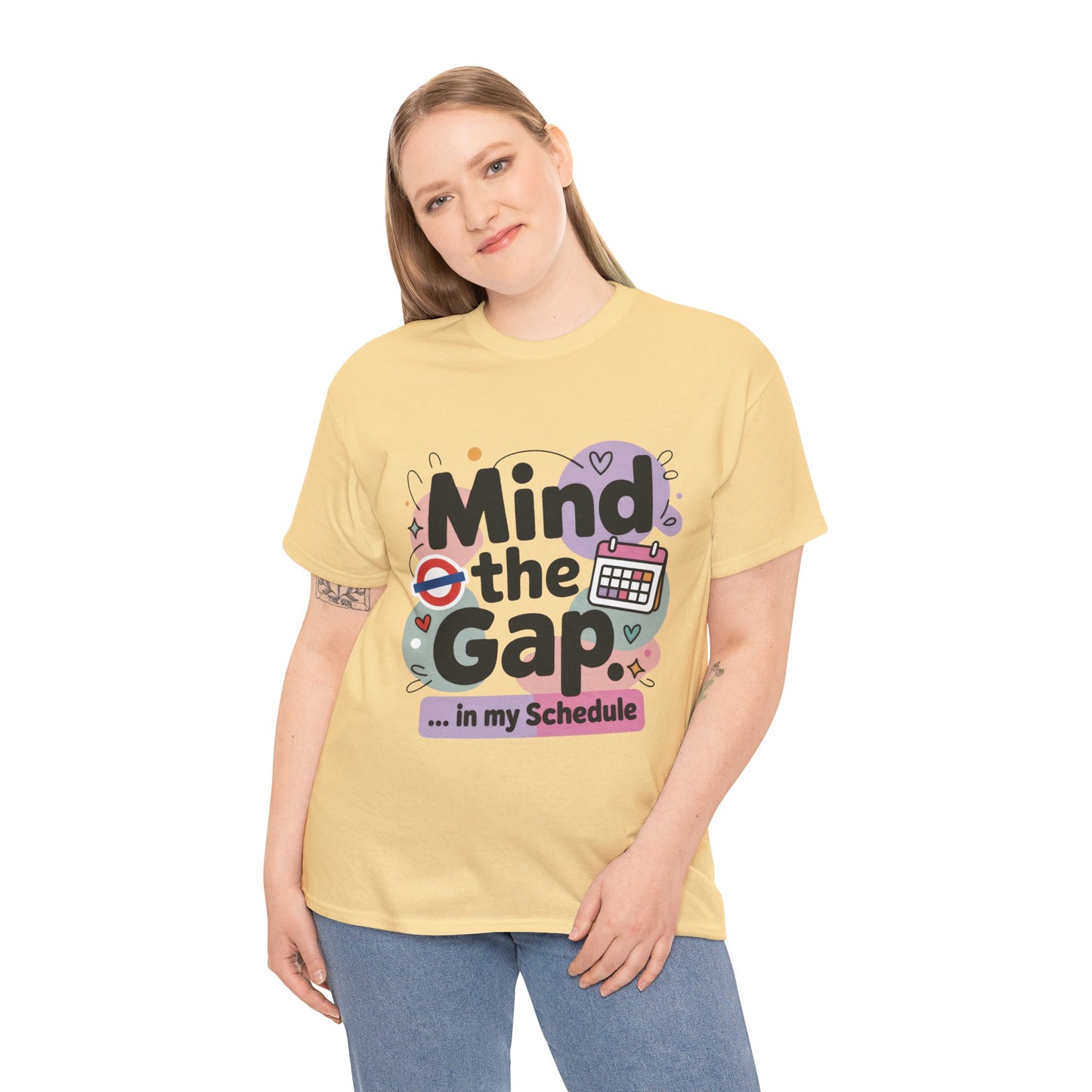 Womens Funny T-Shirt, Mind The Gap London Tube Inspired, Office Humor Schedule Graphic Tee