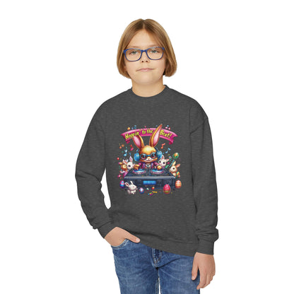 DJ Bunny Easter Kids Sweatshirt - Fun Music Bunny Crewneck for Spring, Hoppin' to the Beat Design, Cute Gift for Easter & Parties