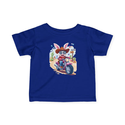 Biker Bunny Baby Tee - Cute Easter Rabbit on Motorcycle Shirt for Infants, Funny Spring Outfit, Gift for 6-24 Month Old Babies