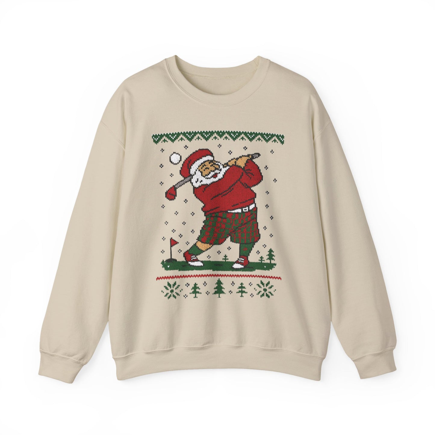 Golfing Santa Christmas Sweatshirt, Funny Golf Lover Holiday Jumper, Ugly Christmas Golf Sweater for Men