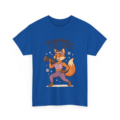 Strong is the New Pretty Tee, Inspirational T-Shirt, Fitness Apparel, Gift for Her, Motivational Top, Cute Fox Design, Womens Gym T-Shirt