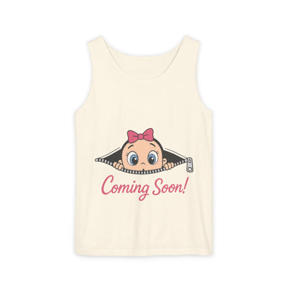 Coming Soon Maternity  Tank Top, Cute Baby Girl Pregnancy Announcement Shirt, Expecting Mom Gift, Gender Reveal Tank, Baby Shower Gift