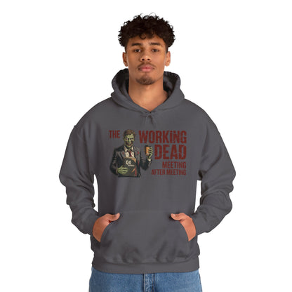 The Working Dead Men's Zombie Hoodie, Funny Office Meeting Sweatshirt, Men's Heavy Blend™ Hooded Sweatshirt, Halloween Work Humor Zombie top