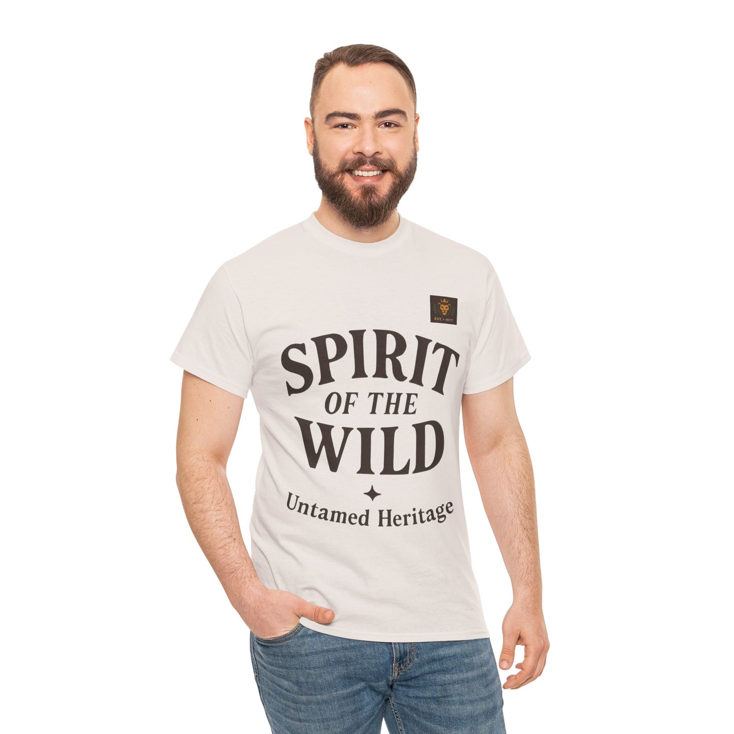 Spirit of the Wild Mens Heavy Cotton Tee, Nature Lover Gift, Outdoor Adventure Shirt, Unisex Tee, Casual Wear, Unique Graphic Apparel