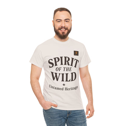 Spirit of the Wild Mens Heavy Cotton Tee, Nature Lover Gift, Outdoor Adventure Shirt, Unisex Tee, Casual Wear, Unique Graphic Apparel