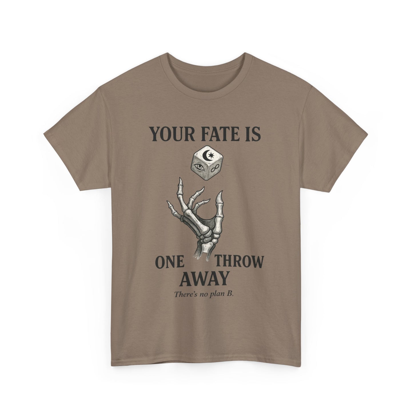 Your Fate Mens Heavy Cotton Tee, Skeleton Dice Graphic T-Shirt, Trendy Gift for Gamers, Gambling Tee, Unique Quote Apparel