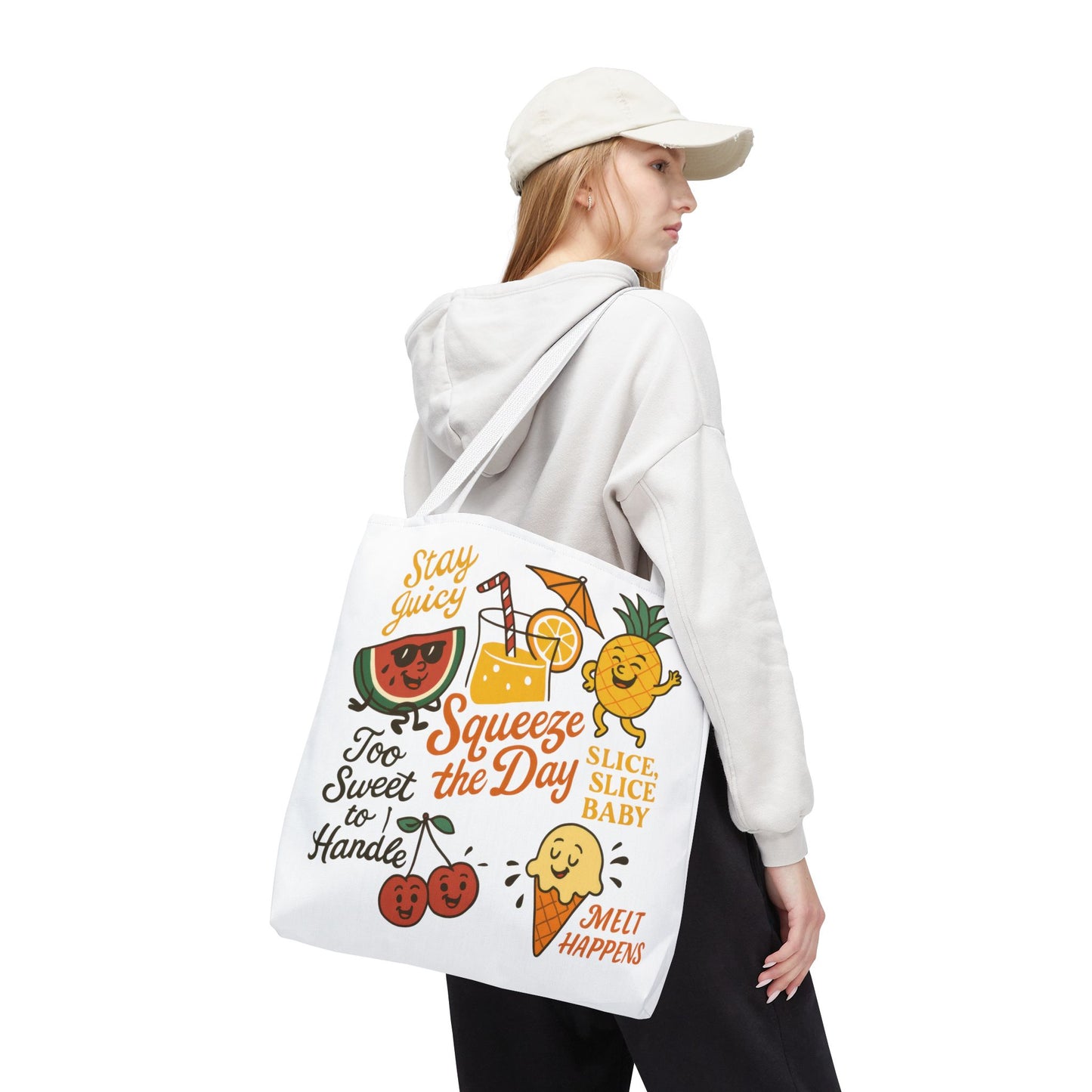 Juicy Summer Tote Bag, Fun Beach Carryall, Perfect for Grocery Shopping, Reusable Market Tote, Cute Gift for Fruit Lovers, Large Tote Bag