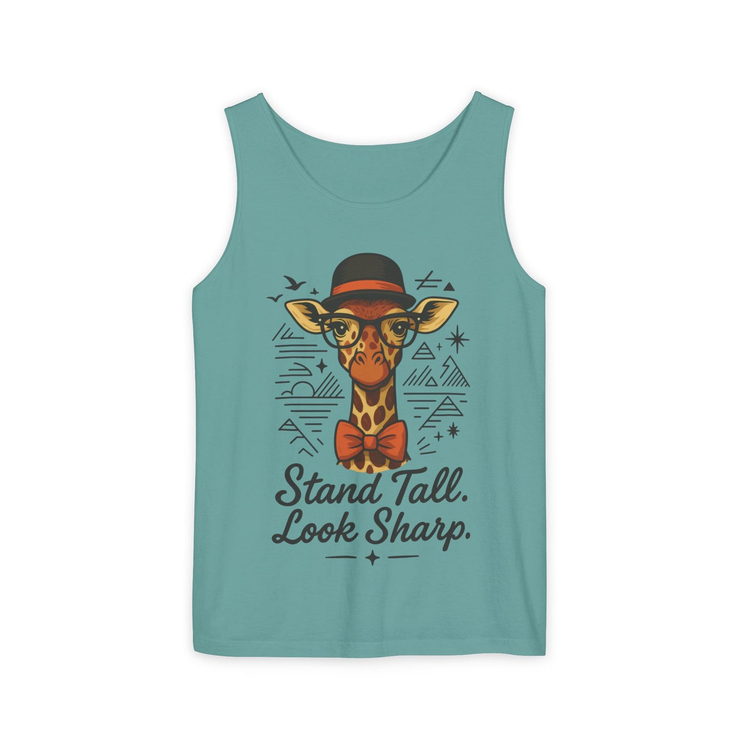 Giraffe Inspirational Tank Top, Stand Tall Look Sharp Shirt, Unisex Summer Apparel, Cute Animal Gift, Zoo Lover's Fashion