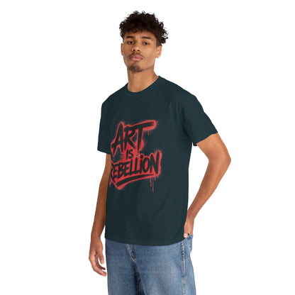 Men's Heavy Cotton Tee, Art Is Rebellion Men's T-Shirt, Graffiti Street Art Graphic Tee, Urban Skate Punk Style Shirt