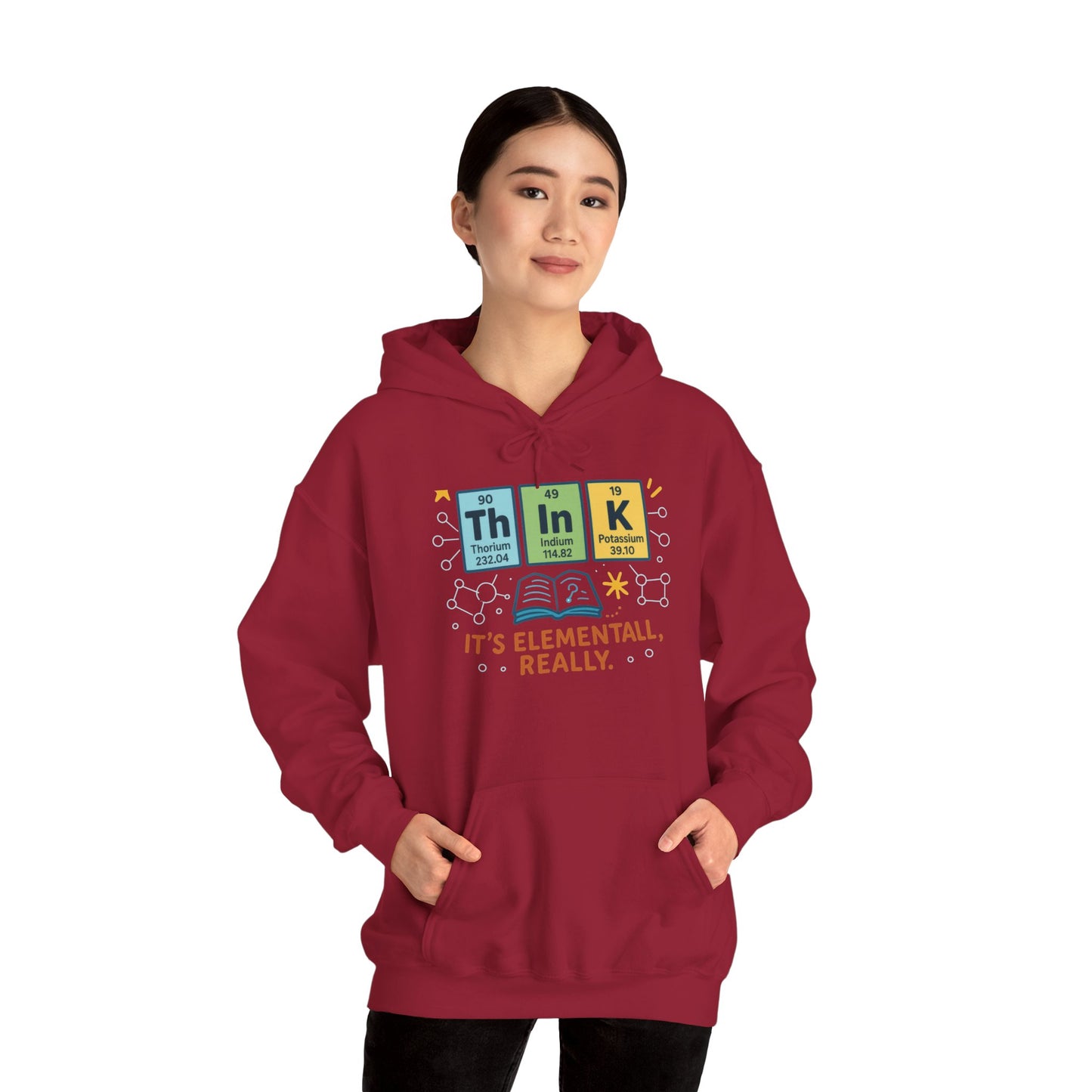 Think Hoodie for Women, Funny Chemistry Hoodie, Element of Humor Science Sweatshirt, Nerdy Gift for Her, Gift for Students, Science Lovers