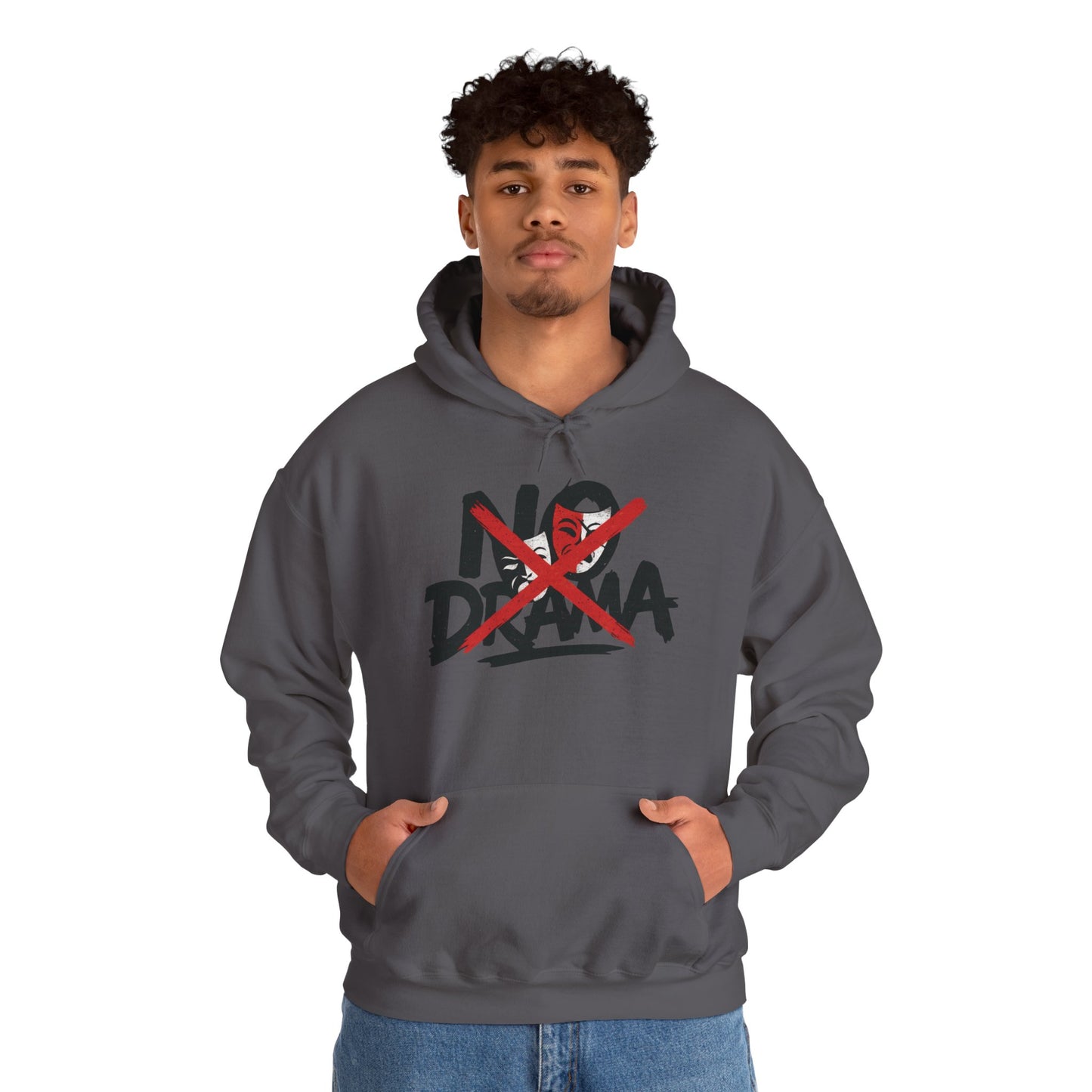 No Drama Mens Hoodie, Cozy Hoodie, Everyday Wear, Gift for Friend, Casual Fashion, Relaxed Vibes