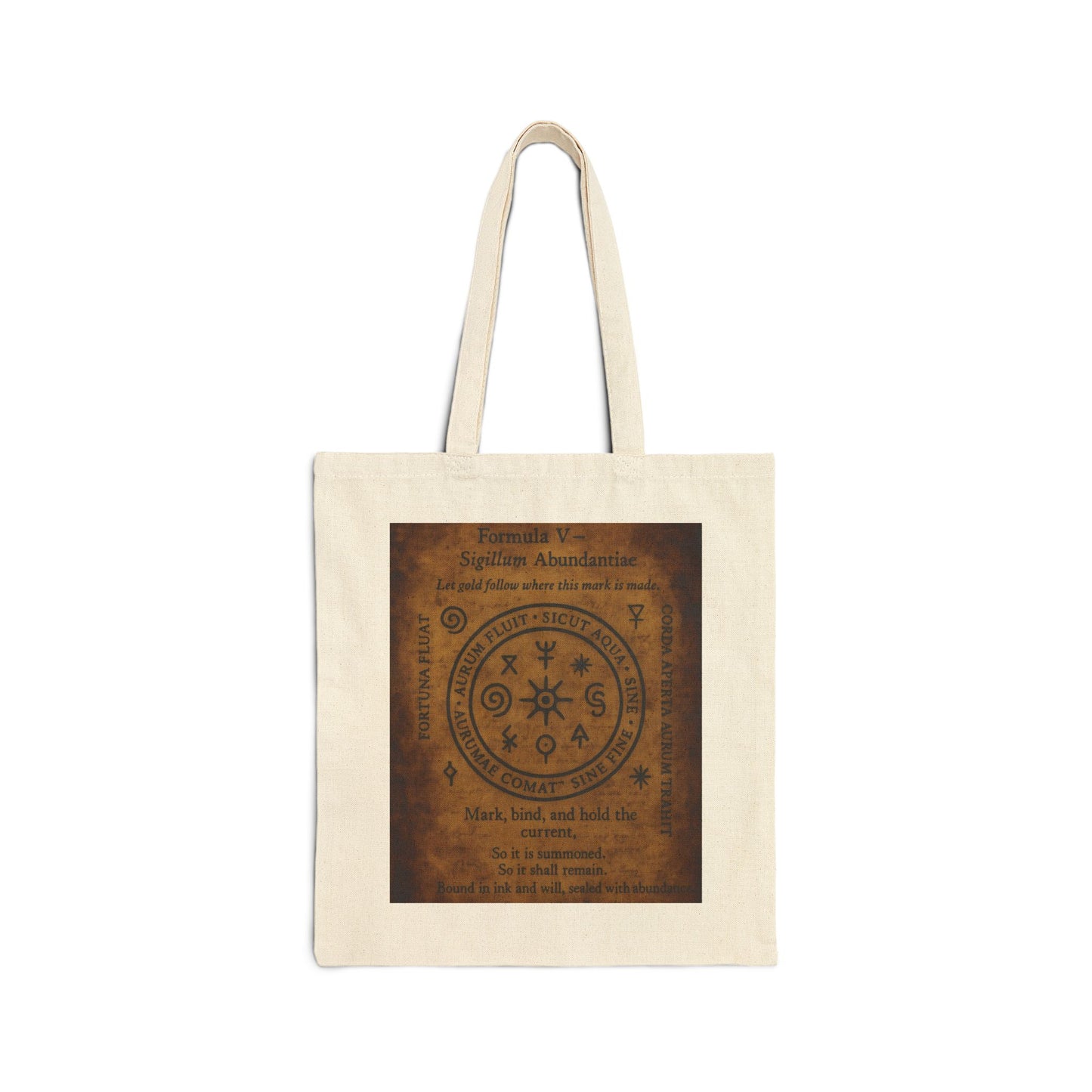 Mystic Abundance Sigil Tote Bag, Wealth Spell Symbol, Witchy Canvas Bag, Prosperity Magic Seal, Boho Gift, Mystical Symbol Cotton Canvas Bag