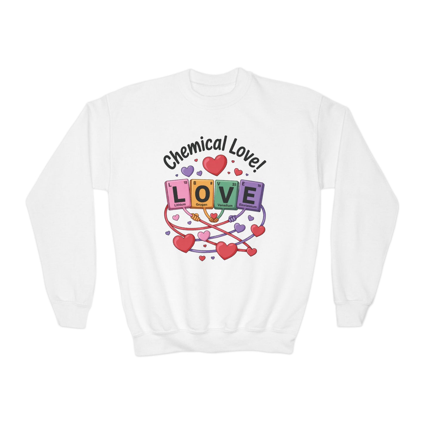 Chemical Love Youth Sweatshirt, Cute Crewneck, Trendy Teen Apparel, Cozy Casual Style, Valentine's Day Gift For Girl, Birthday