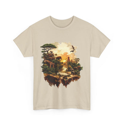Safari Sunset Animal Print T-Shirt, Jungle Wildlife Graphic Tee , African Nature Unisex Heavy Cotton Shirt, Gift for Nature Lovers