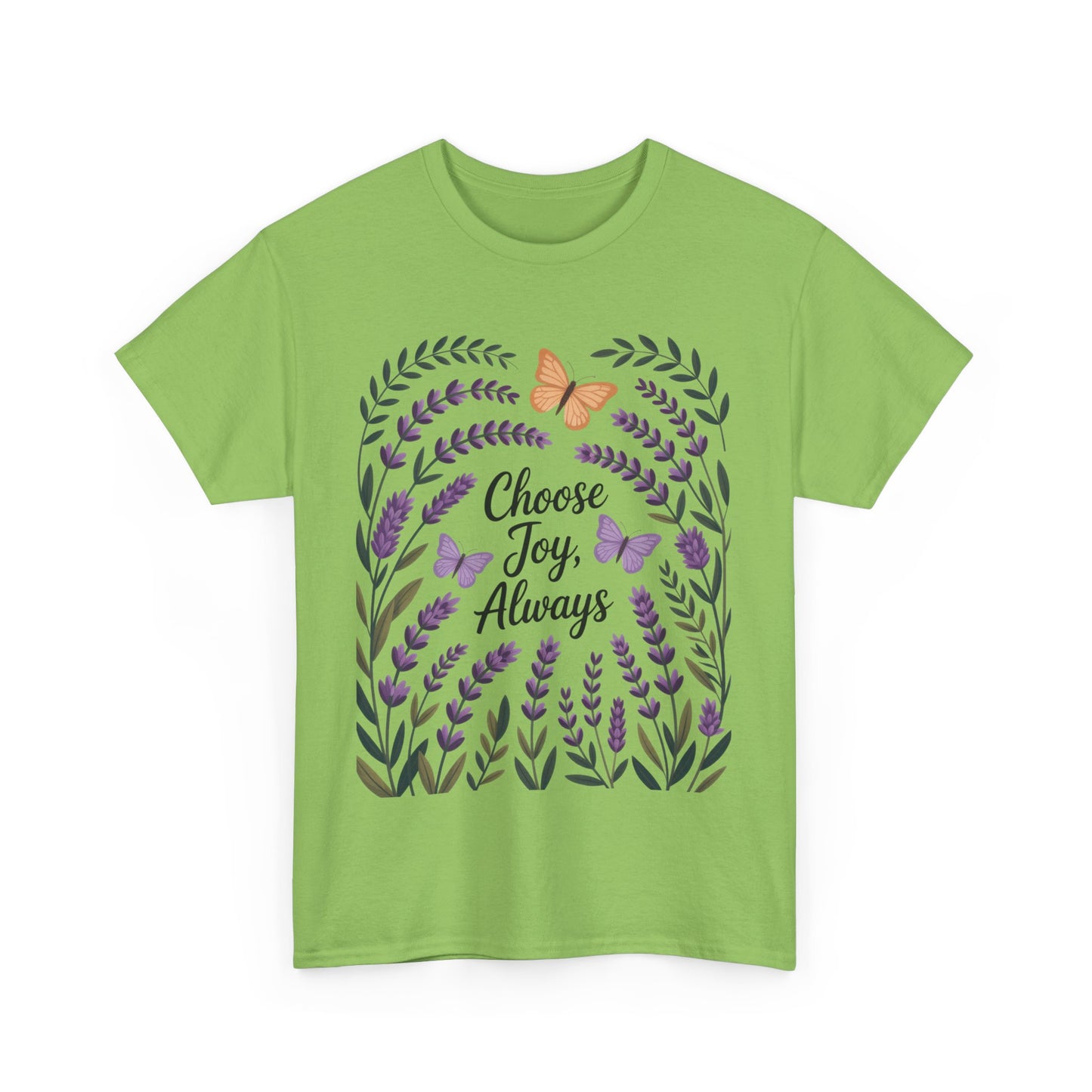 Choose Joy Always Women's Tee, Floral Graphic T-Shirt, Inspirational Gifts, Positive Vibes Apparel, Nature Lover's Gift, Lavender Printed
