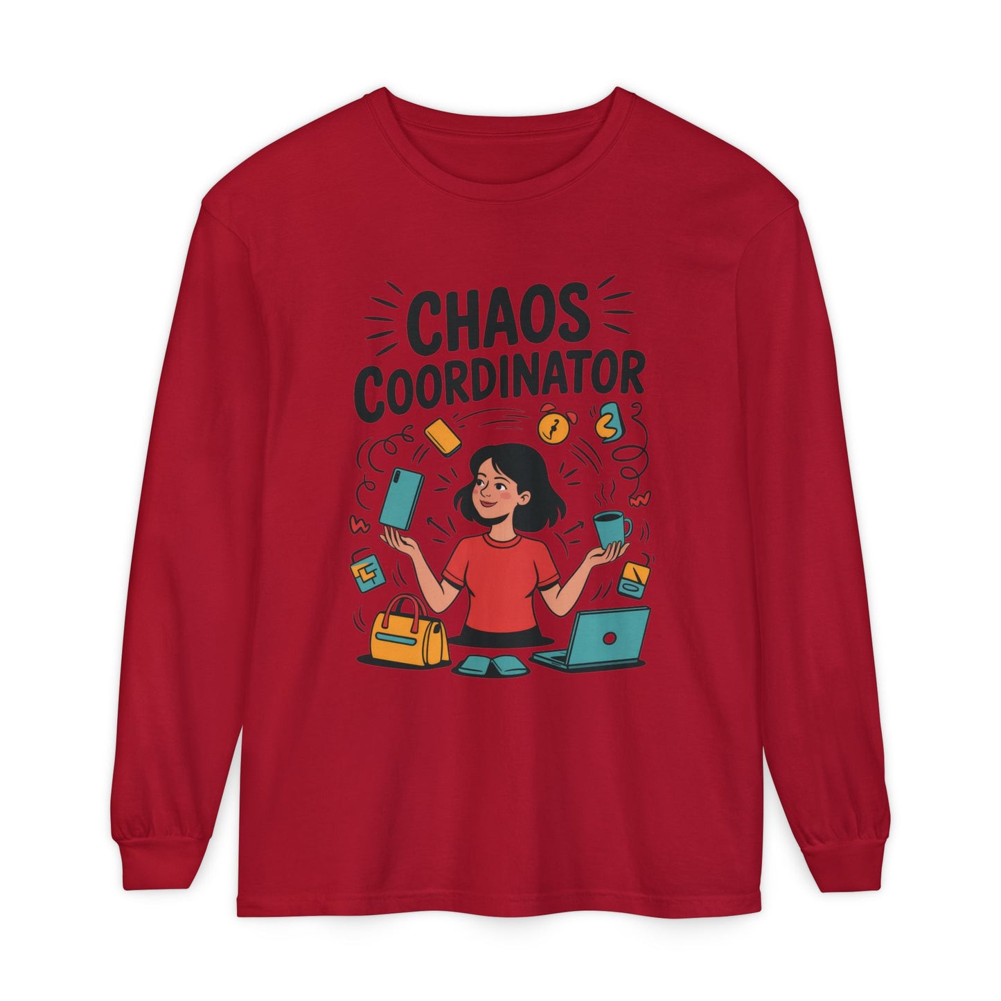 Chaos Coordinator Women's Long Sleeve, Mom Life Graphic Long Sleeve, Gift for Busy Moms, Multitasking Mom Gift, Cute Mother's Day Gift