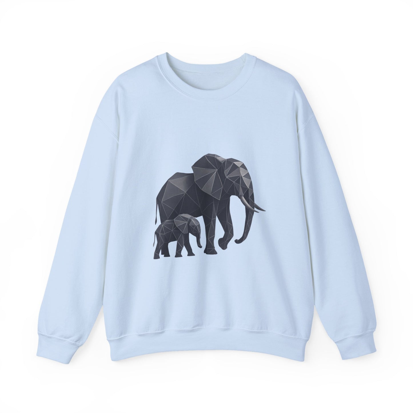 Geometric Elephant Sweatshirt, Cozy Unisex Crewneck, Animal Lover Gift, Nature Inspired Apparel, Eco-Friendly Fashion, Gift for Her