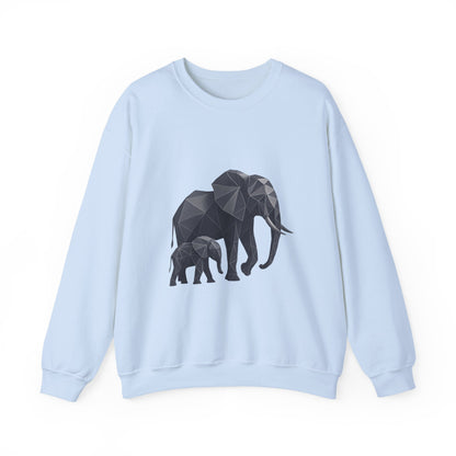 Geometric Elephant Sweatshirt, Cozy Unisex Crewneck, Animal Lover Gift, Nature Inspired Apparel, Eco-Friendly Fashion, Gift for Her