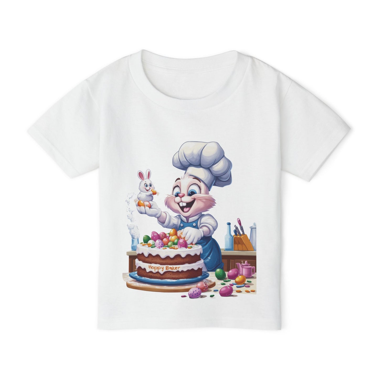 Bunny Chef Toddler T-Shirt, Cute Easter Apparel, Kids Baking Shirt, Toddler Gifts, Spring Outfits, Happy Bunny Design, Easter Cake Shirt