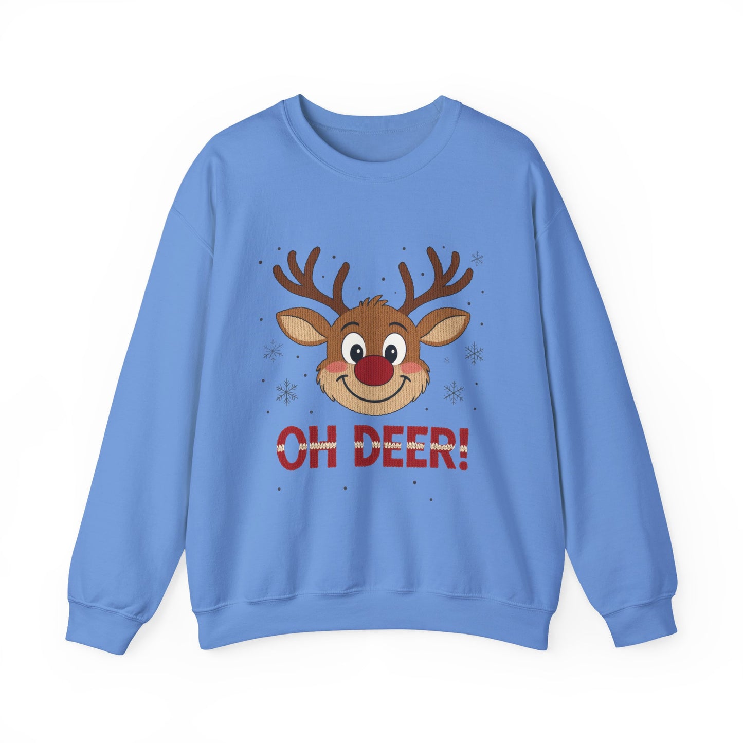 Womens Oh Deer Christmas Sweatshirt, Cute Reindeer Holiday Pullover, Women's Crewneck Sweatshirt