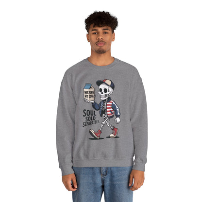 Skeleton Graphic Sweatshirt, Soul Sold Separately Pullover, Funny Gothic Streetwear, Missing My Soul Skull Hoodie Alternative