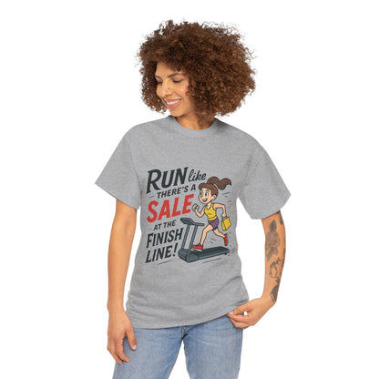 Motivational Fitness Tee, Workout Shirt, Funny Exercise Gym Top, Funny Shopping Tee, Treadmill Runner Shirt for Her,  run for sale tee