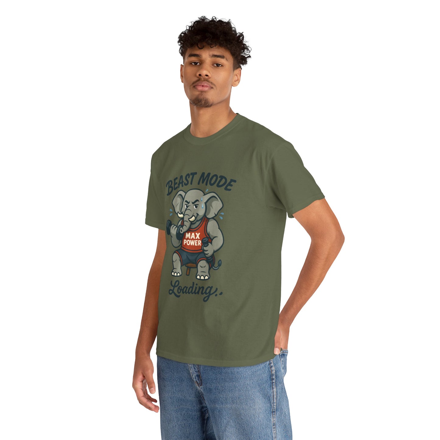 Beast Mode Elephant Gym Shirt, Funny Workout T-Shirt For Men, Max Power Fitness Tee, Beast Mode Loading Graphic, Gym Motivation Gift