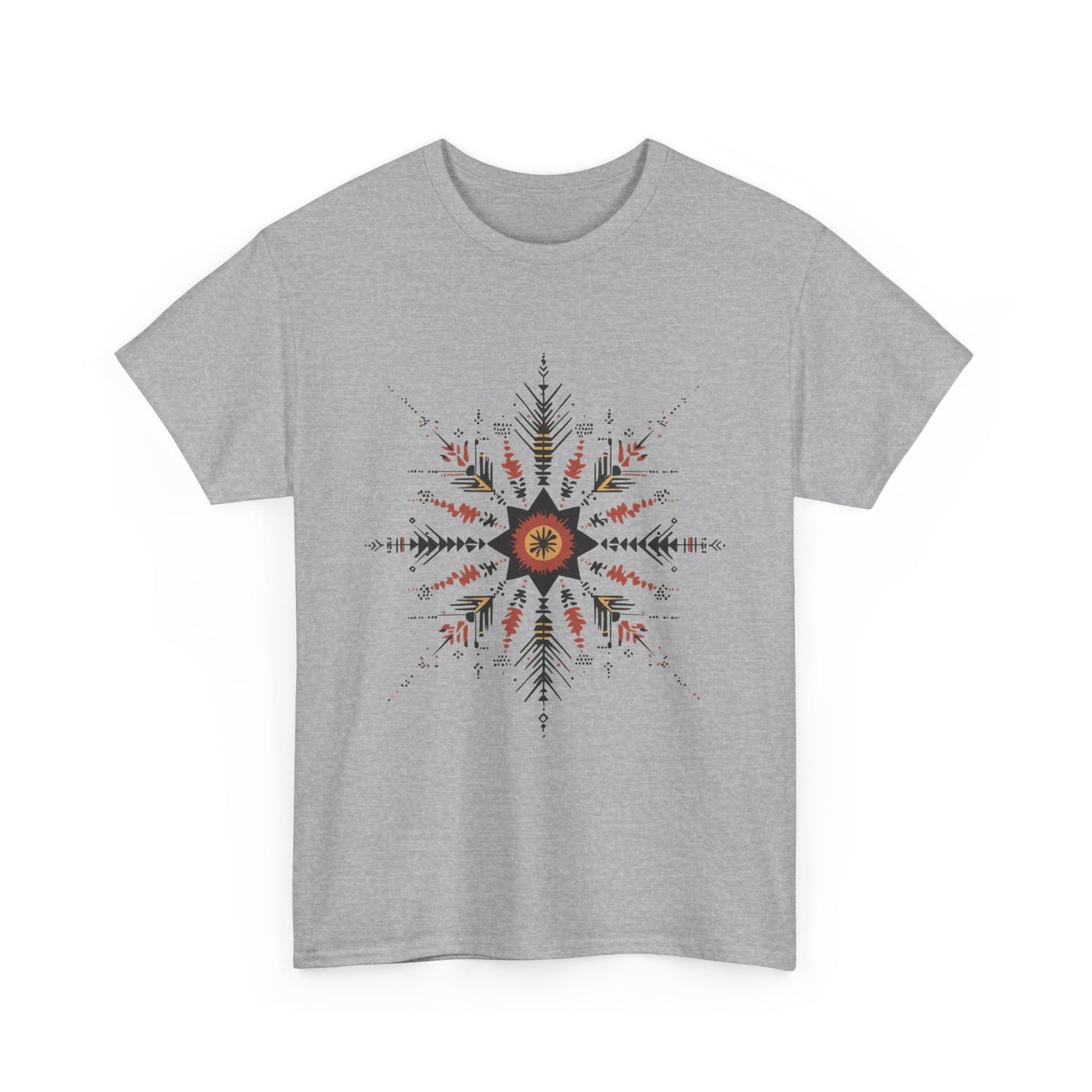 Boho Tribal Mandala Star Women's Cotton Tee, Ethnic Geometric Graphic T-Shirt, Festival Bohemian Style Gift, Bohemian Graphic Tee