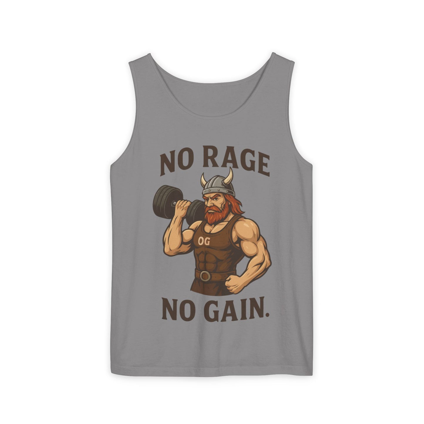 No Rage No Gain Viking Gym Tank Top, Funny Muscle Workout Tee, Barbarian Fitness Tank for Men, Gym Wear, Workout Gear, Casual Summer Outfit
