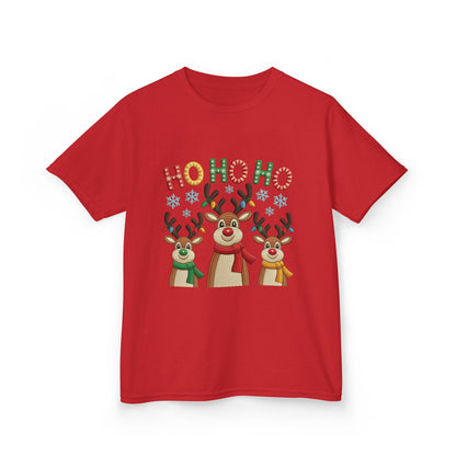 Ho Ho Ho Reindeer T-Shirt for Girl, Cute Christmas Kids Holiday Tee