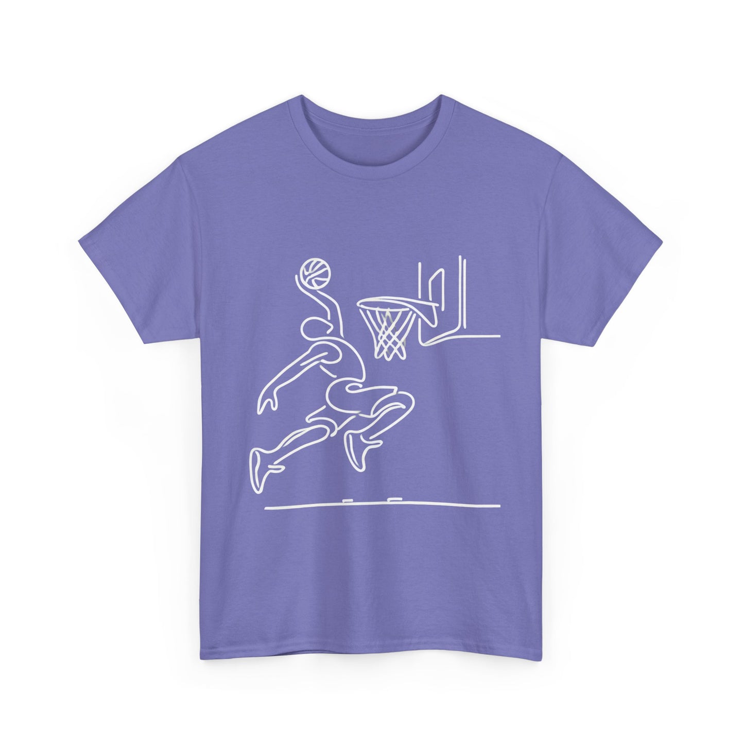 Basketball Slam Dunk Line Art Shirt, Unisex Heavy Cotton Tee, Sportswear, Gift for Athletes, Streetwear, Basketball Player T-Shirt