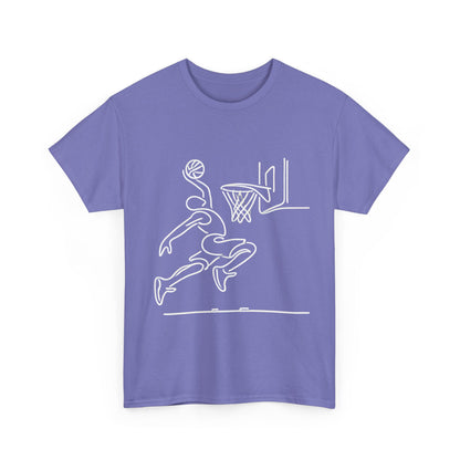 Basketball Slam Dunk Line Art Shirt, Unisex Heavy Cotton Tee, Sportswear, Gift for Athletes, Streetwear, Basketball Player T-Shirt