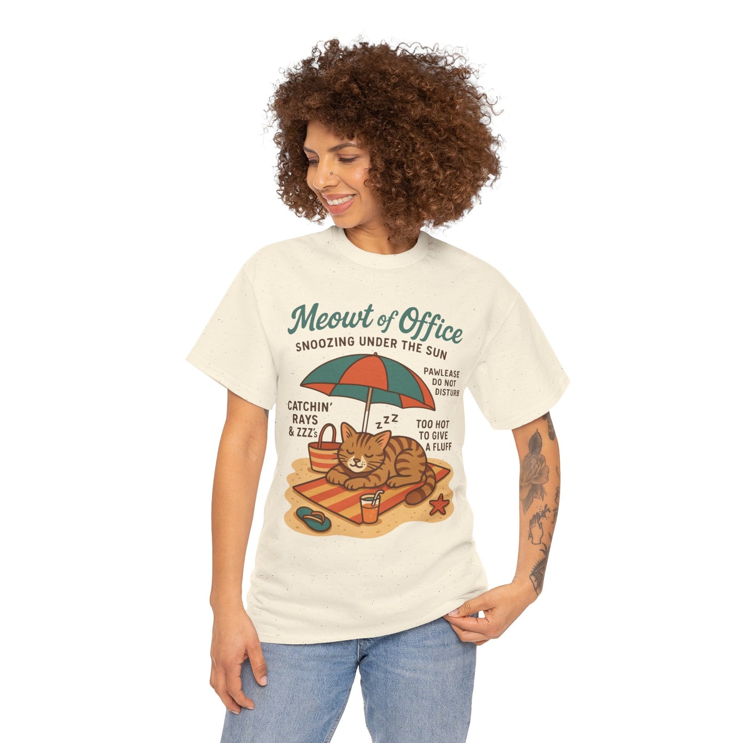 Cat Shirt, Cute Beach Cat Womens T-Shirt, Funny Summer Vacation Tee, Lazy Cat Humor Gift, Cat Lover T-Shirt, Vacation Humor Tee