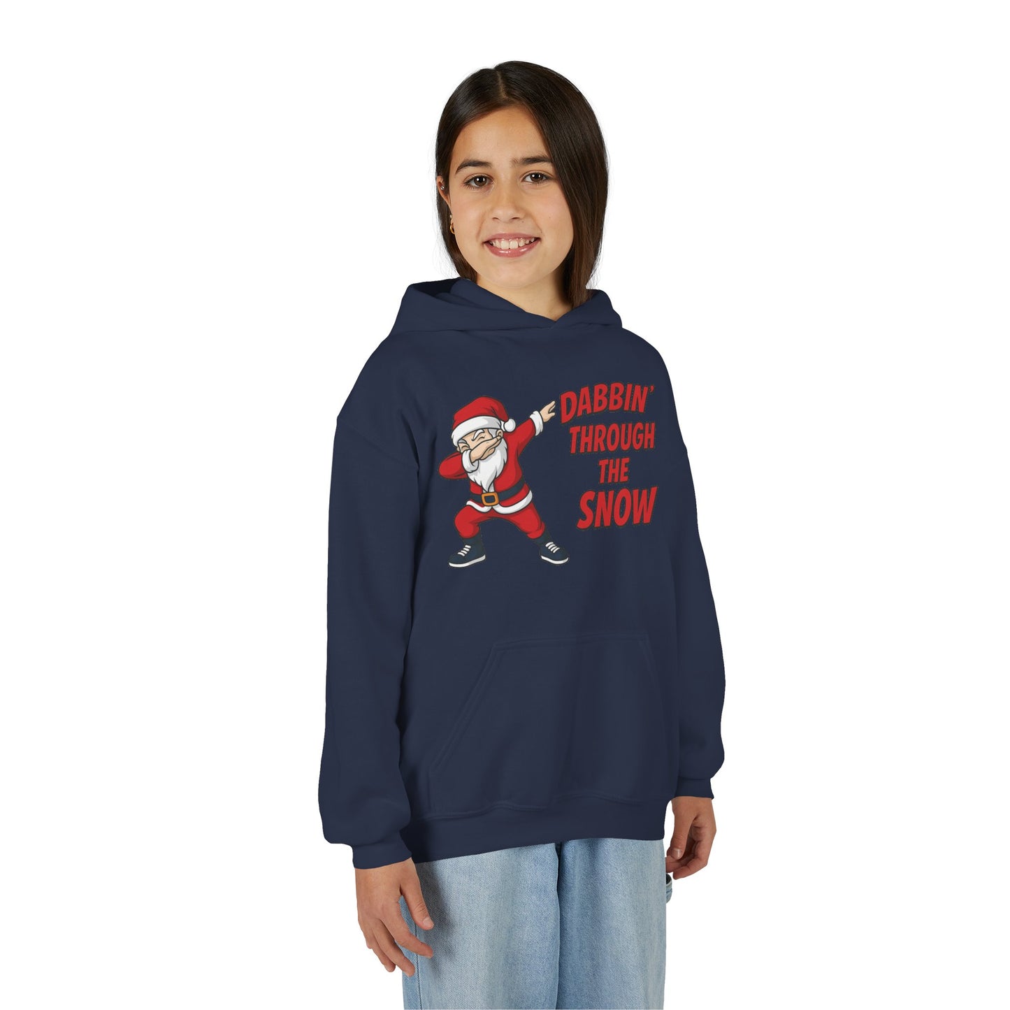Dabbin Santa Youth Christmas Hoodie, Funny Holiday Sweatshirt for Boys