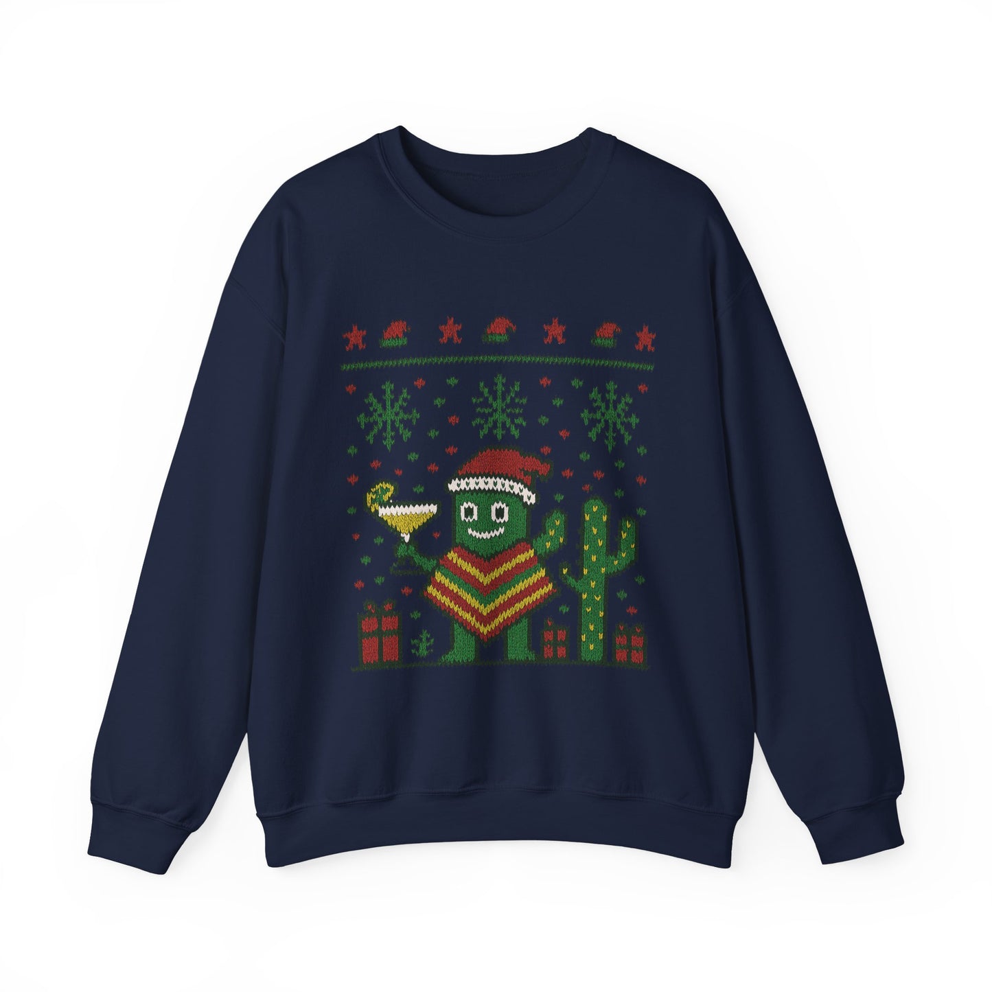 Festive Cactus Christmas Women's Sweatshirt, Funny Santa Hat Holiday Pullover, Women's Heavy Blend™ Crewneck Sweatshirt